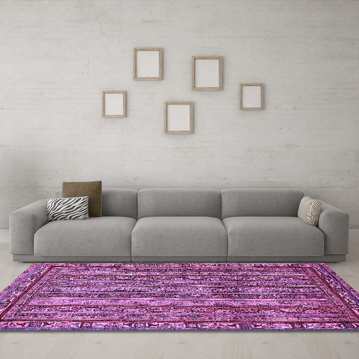 Machine Washable Abstract Purple Modern Area Rugs in a Living Room, wshabs545pur