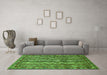 Machine Washable Abstract Green Modern Area Rugs in a Living Room,, wshabs545grn