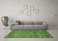 Machine Washable Abstract Green Modern Rug, wshabs545grn