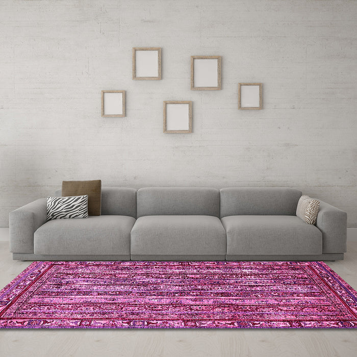 Machine Washable Abstract Pink Modern Rug in a Living Room, wshabs545pnk