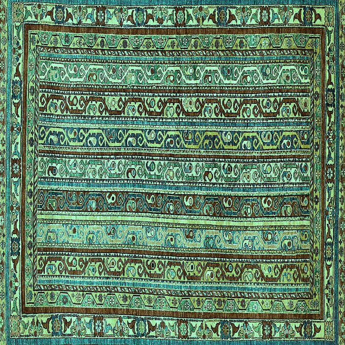 Square Machine Washable Abstract Turquoise Modern Area Rugs, wshabs545turq