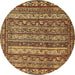 Round Abstract Brown Modern Rug, abs545brn