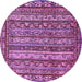 Round Machine Washable Abstract Purple Modern Area Rugs, wshabs545pur