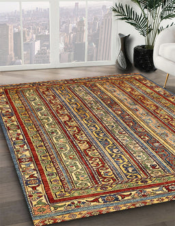 Machine Washable Abstract Vermilion Red Rug in a Family Room, wshabs545