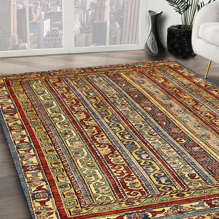 Machine Washable Abstract Vermilion Red Rug in a Family Room, wshabs545