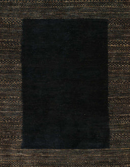 Machine Washable Abstract Black Rug, wshabs5460