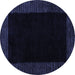 Round Abstract Blue Modern Rug, abs5460blu