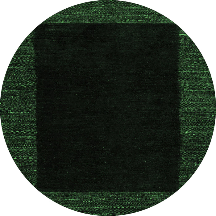 Round Machine Washable Abstract Emerald Green Modern Area Rugs, wshabs5460emgrn