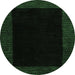 Round Machine Washable Abstract Emerald Green Modern Area Rugs, wshabs5460emgrn