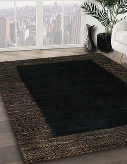 Machine Washable Abstract Black Rug in a Family Room, wshabs5460