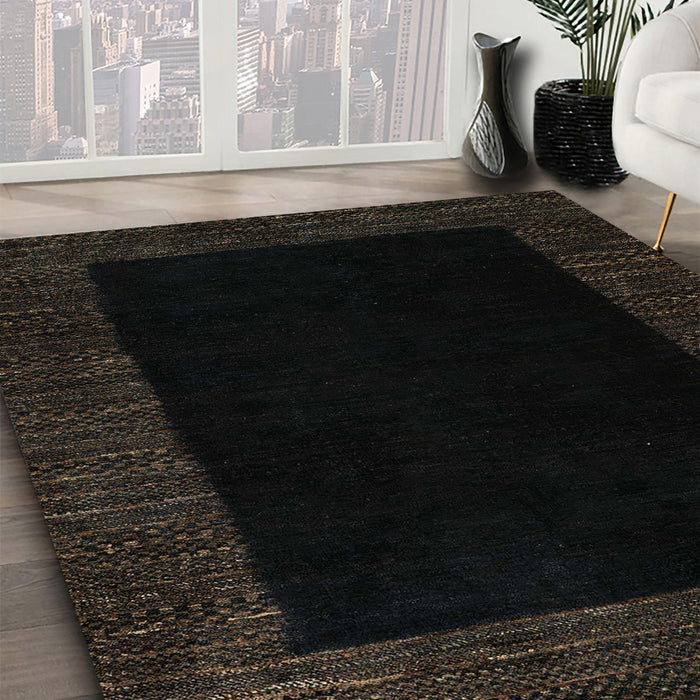 Machine Washable Abstract Black Rug in a Family Room, wshabs5460