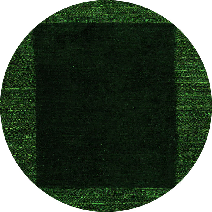 Round Machine Washable Abstract Green Modern Area Rugs, wshabs5460grn