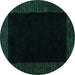 Round Abstract Turquoise Modern Rug, abs5460turq