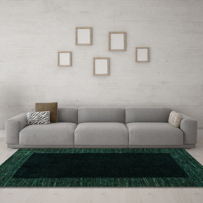 Machine Washable Abstract Turquoise Modern Area Rugs in a Living Room,, wshabs5460turq