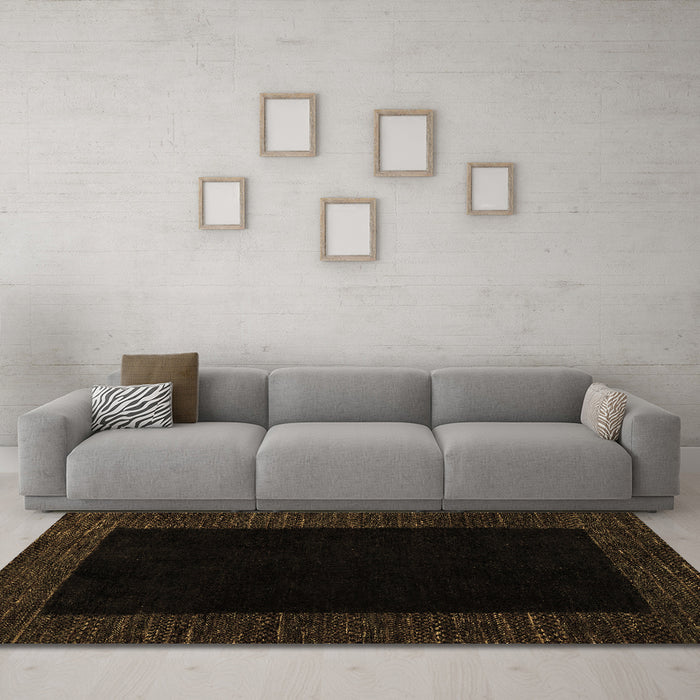 Machine Washable Abstract Brown Modern Rug in a Living Room,, wshabs5460brn