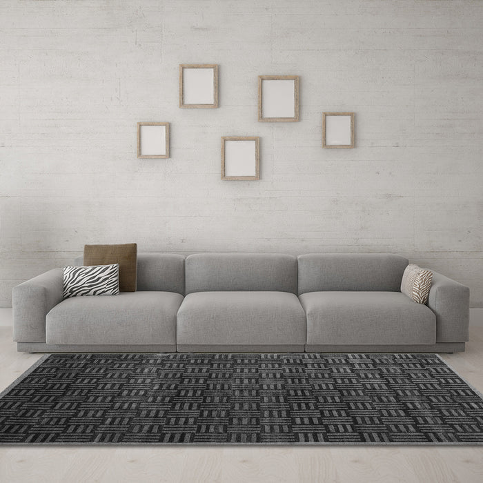 Machine Washable Abstract Gray Modern Rug in a Living Room,, wshabs5461gry
