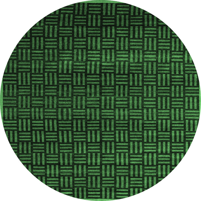 Round Machine Washable Abstract Emerald Green Modern Area Rugs, wshabs5461emgrn