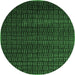 Round Machine Washable Abstract Emerald Green Modern Area Rugs, wshabs5461emgrn