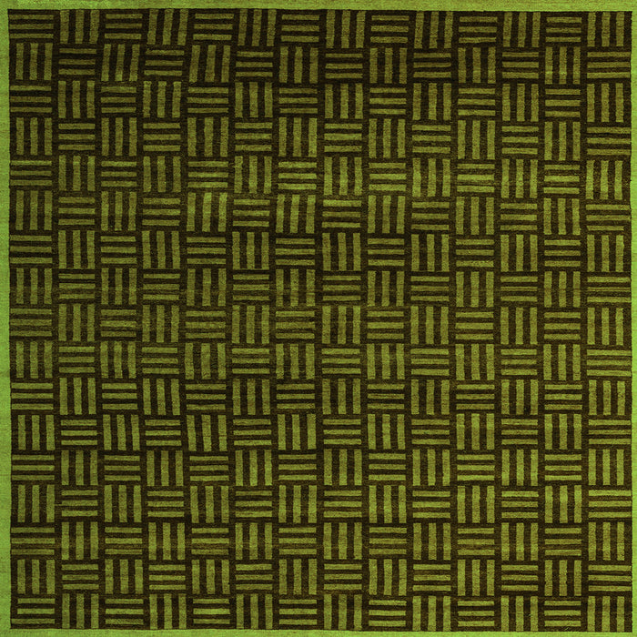 Square Machine Washable Abstract Green Modern Area Rugs, wshabs5461grn