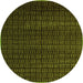 Round Machine Washable Abstract Green Modern Area Rugs, wshabs5461grn