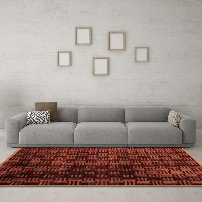 Machine Washable Abstract Brown Modern Rug in a Living Room,, wshabs5461brn