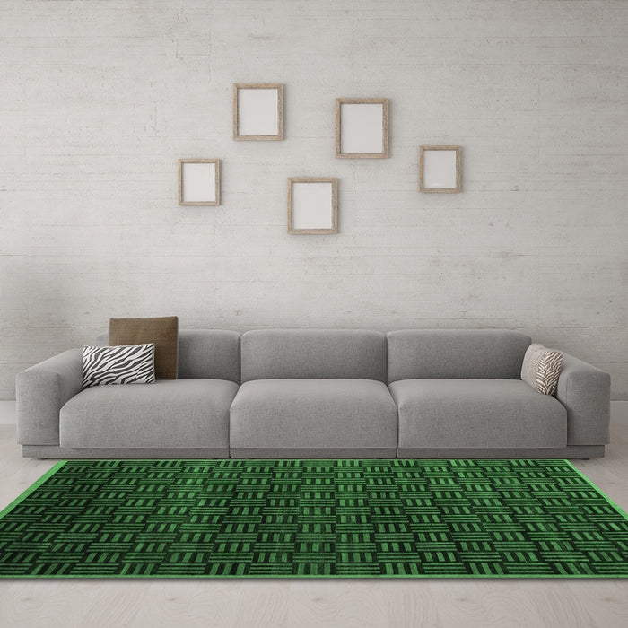 Machine Washable Abstract Emerald Green Modern Area Rugs in a Living Room,, wshabs5461emgrn