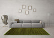 Machine Washable Abstract Green Modern Area Rugs in a Living Room,, wshabs5461grn