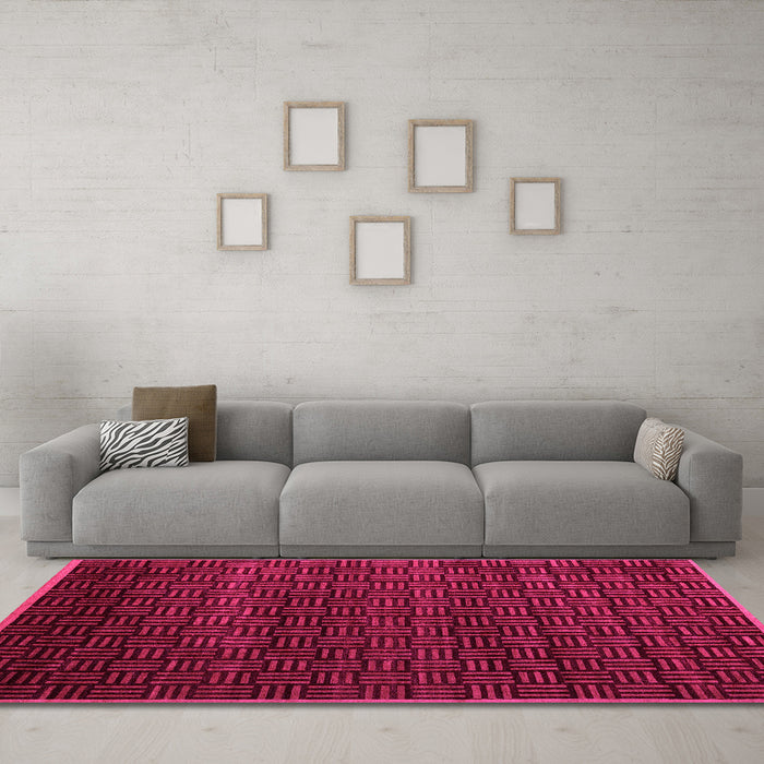 Machine Washable Abstract Pink Modern Rug in a Living Room, wshabs5461pnk