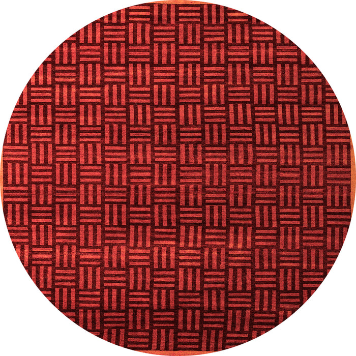 Round Machine Washable Abstract Orange Modern Area Rugs, wshabs5461org