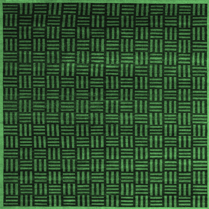 Square Machine Washable Abstract Emerald Green Modern Area Rugs, wshabs5461emgrn