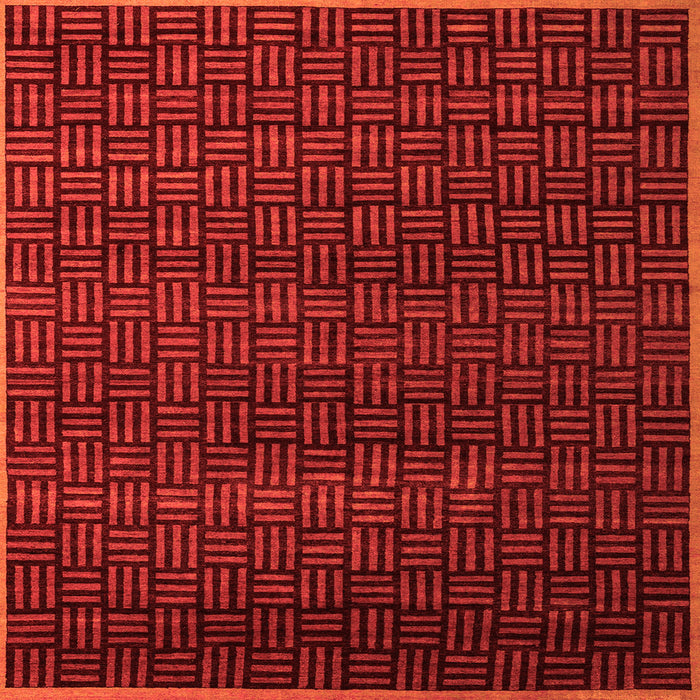 Square Machine Washable Abstract Orange Modern Area Rugs, wshabs5461org