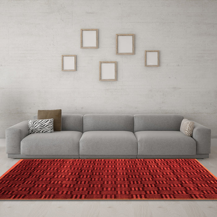 Machine Washable Abstract Orange Modern Area Rugs in a Living Room, wshabs5461org