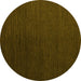 Round Abstract Yellow Modern Rug, abs5462yw