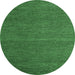 Round Machine Washable Abstract Emerald Green Modern Area Rugs, wshabs5463emgrn