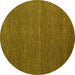 Round Abstract Yellow Modern Rug, abs5463yw