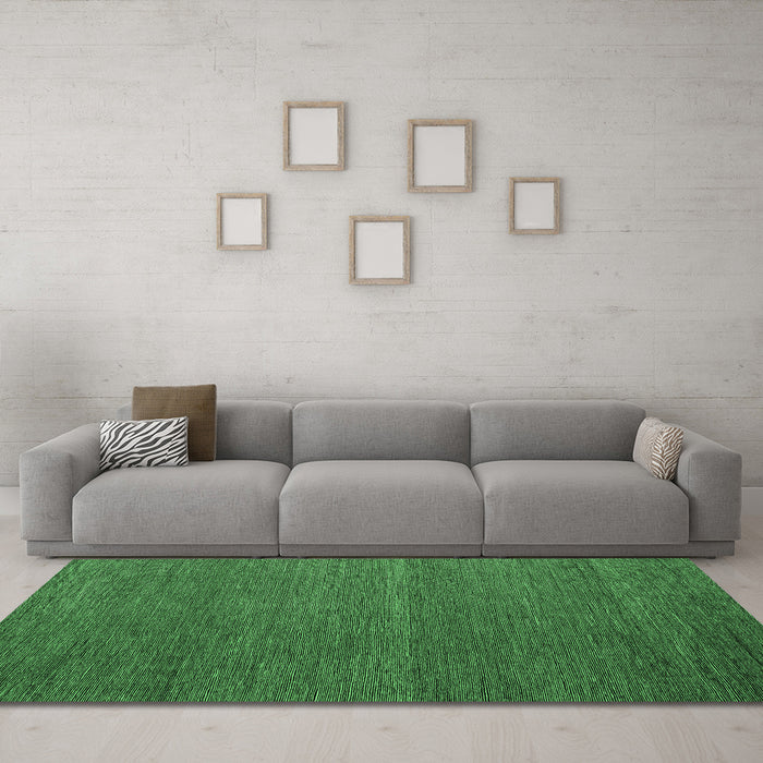 Machine Washable Abstract Emerald Green Modern Area Rugs in a Living Room,, wshabs5463emgrn