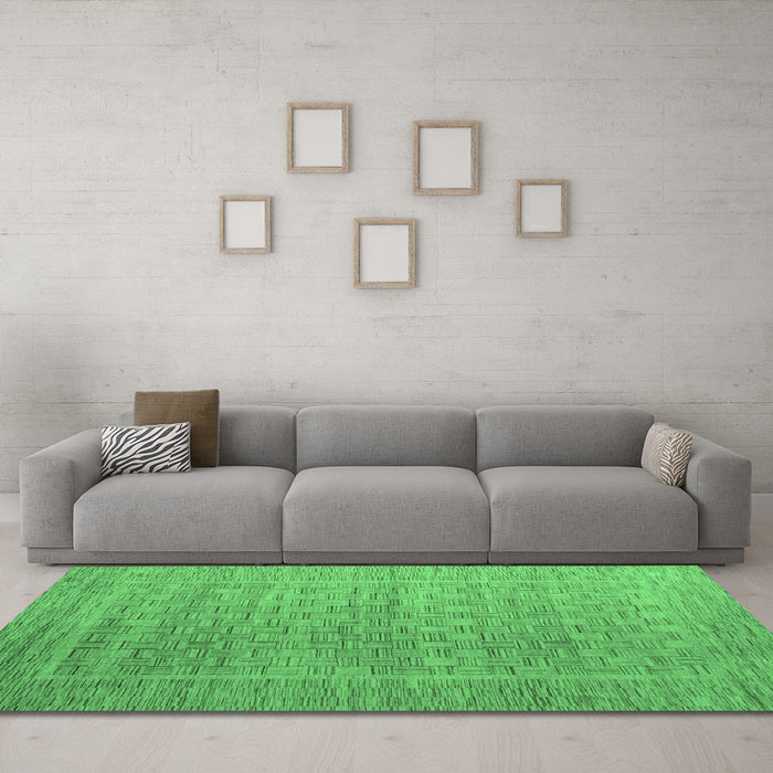 Machine Washable Abstract Emerald Green Modern Area Rugs in a Living Room,, wshabs5464emgrn