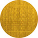 Round Machine Washable Abstract Yellow Modern Rug, wshabs5464yw