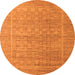 Round Machine Washable Abstract Orange Modern Area Rugs, wshabs5464org