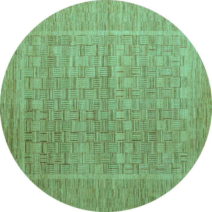 Round Abstract Turquoise Modern Rug, abs5464turq