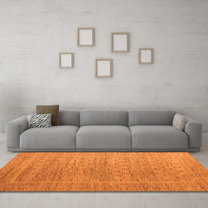 Machine Washable Abstract Orange Modern Area Rugs in a Living Room, wshabs5464org