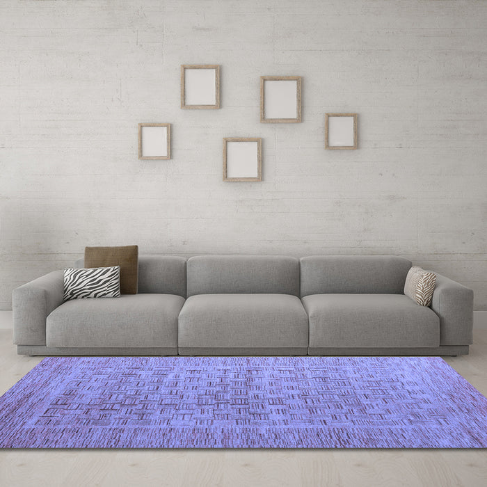 Machine Washable Abstract Blue Modern Rug in a Living Room, wshabs5464blu