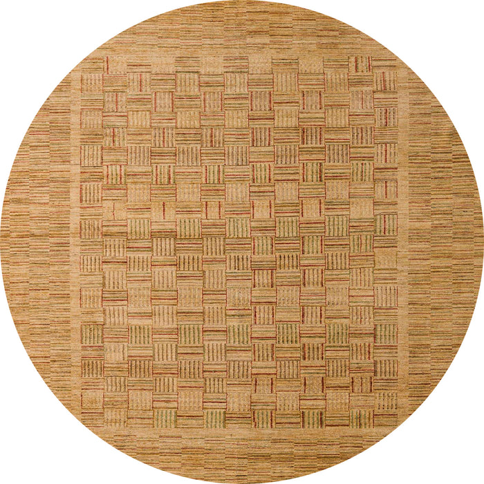 Round Abstract Yellow Modern Rug, abs5464