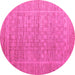 Round Machine Washable Abstract Pink Modern Rug, wshabs5464pnk