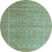 Round Abstract Light Blue Modern Rug, abs5464lblu