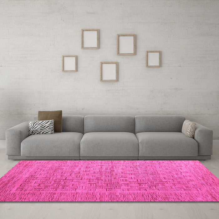 Machine Washable Abstract Pink Modern Rug in a Living Room, wshabs5464pnk