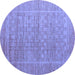 Round Abstract Blue Modern Rug, abs5464blu