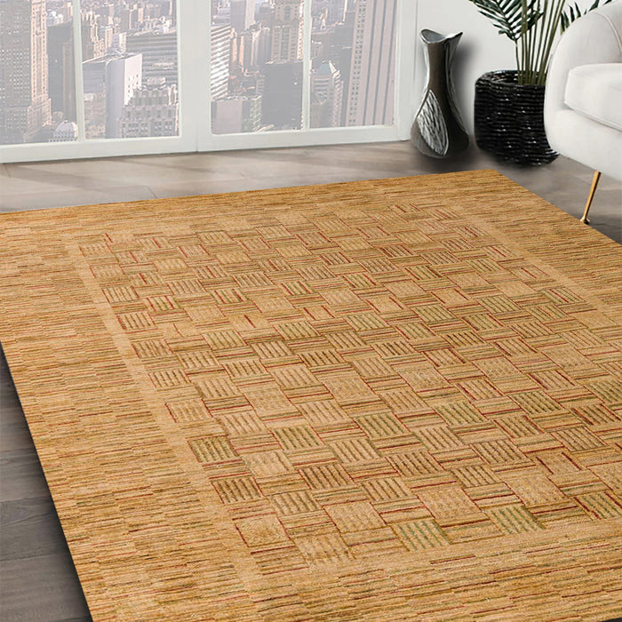 Machine Washable Abstract Yellow Rug in a Family Room, wshabs5464