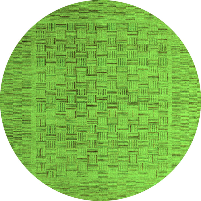 Round Machine Washable Abstract Green Modern Area Rugs, wshabs5464grn