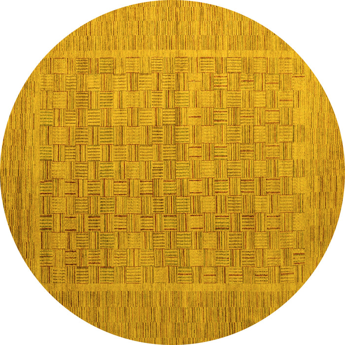 Round Abstract Yellow Modern Rug, abs5464yw